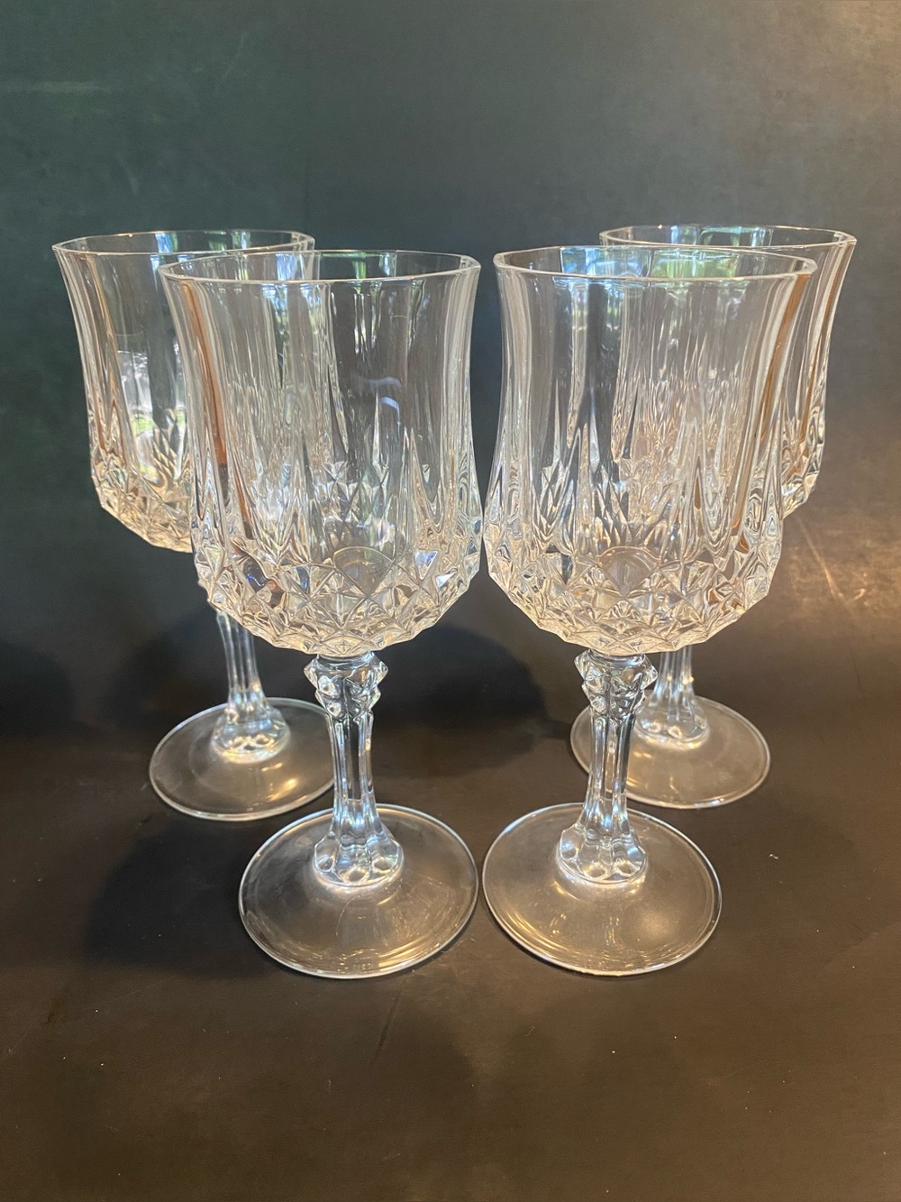 Vintage Cristal d’Arques Longchamp Crystal Wine Goblets Set of 4